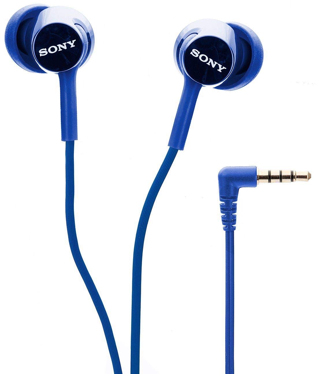 Sony MDR-EX150AP Wired In-Ear Headphones with tangle free cable, 3.5mm Jack, Headset with Mic for phone calls and 1 Year Warranty - (Dark Blue)