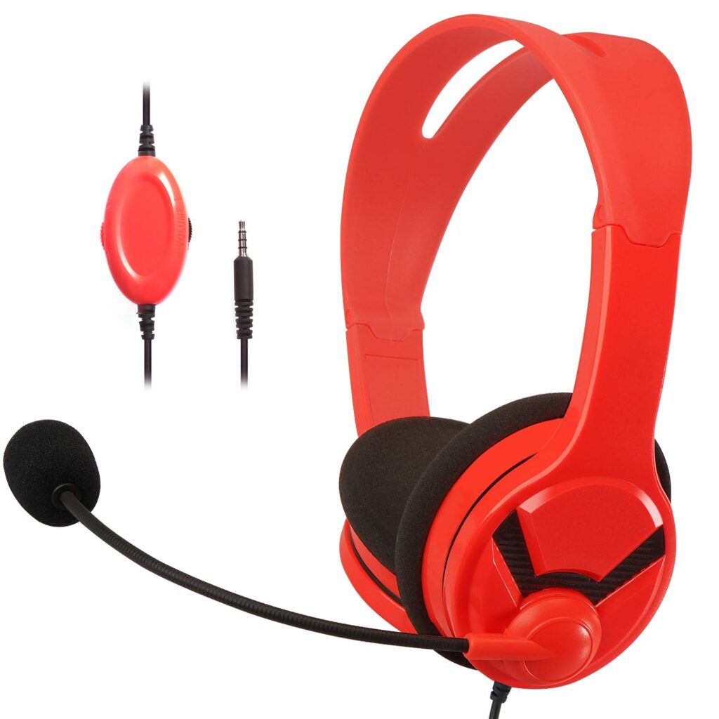 AmazonBasics Gaming Headset - compatible with Nintendo Switch, Xbox One, PlayStation 4 and PC - Red