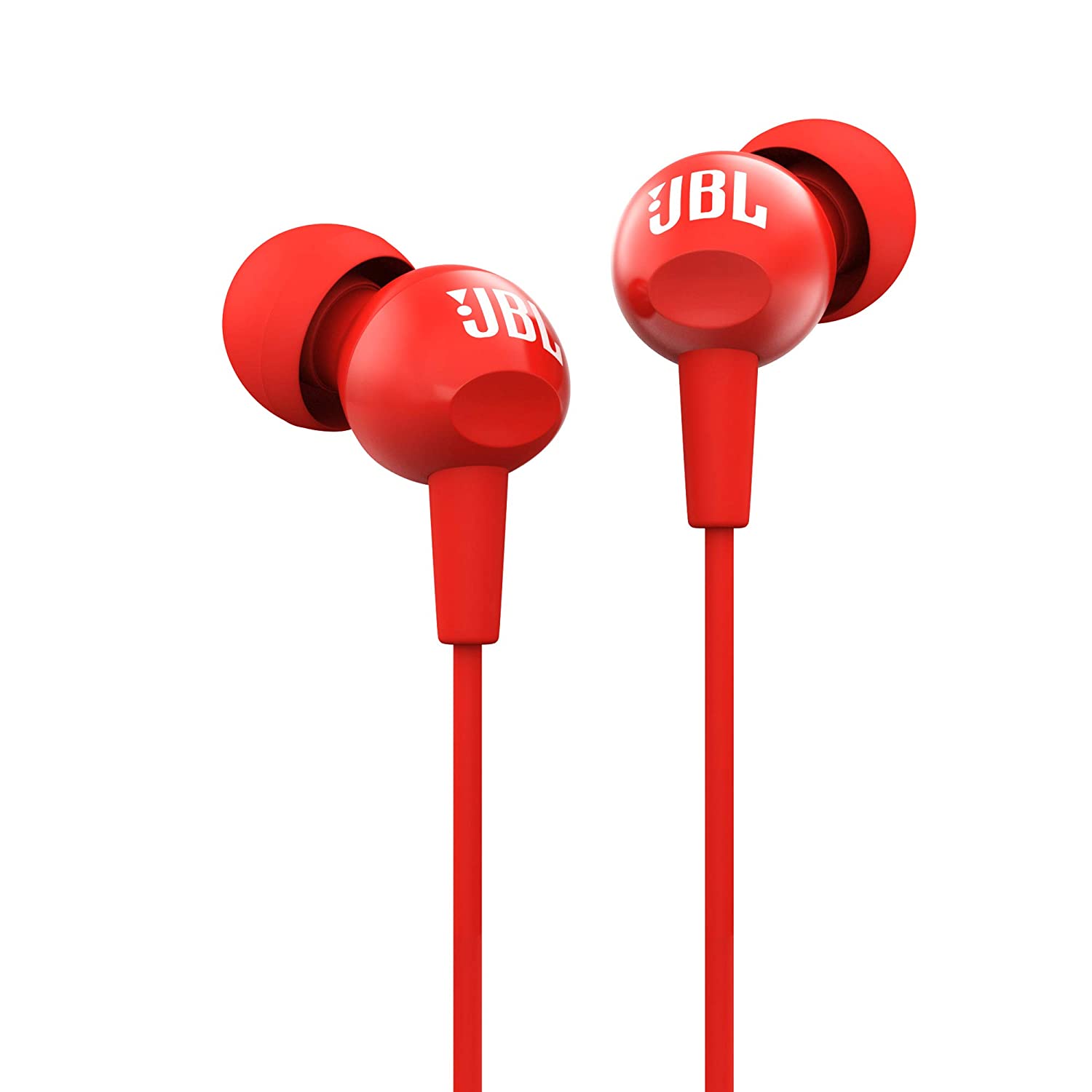 JBL C100SI In-Ear Deep Bass Headphones with Mic (Red)