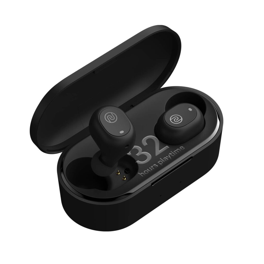 Noise Shots Nuvo Wireless Bluetooth Earbuds Designed for Music Lovers, Supports Fast Charging with 32 Hours of Total Playback time, IPX4 Water Resistant (Stealth Black) best Bluetooth earphones under 2000