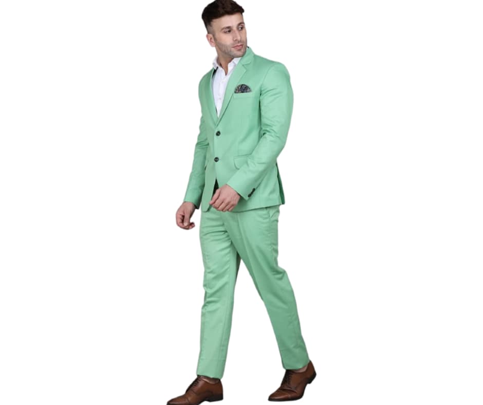 हरे रंग का रेगुलर फिट 2-पीस सूट